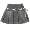 fairy grunge lace up denim pleated skirt boogzel clothing