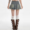 fairy grunge lace up denim pleated skirt boogzel clothing