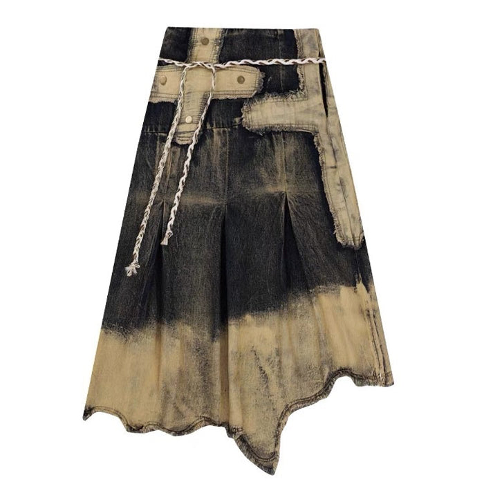 fairy grunge washed long denim skirt boogzel clothing
