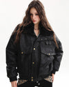 faux fur aviator jacket y2k boogzel clothing