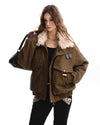 faux fur aviator jacket y2k boogzel clothing