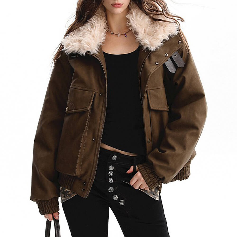 faux fur aviator jacket y2k boogzel clothing