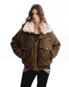 faux fur aviator jacket y2k boogzel clothing