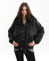 faux fur aviator jacket y2k boogzel clothing