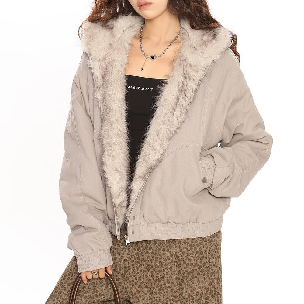 faux fur collar bomber jacket boogzel clothing