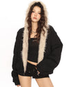 faux fur collar bomber jacket boogzel clothing