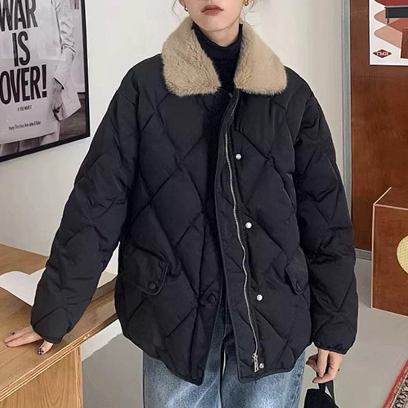 faux fur collar padded jacket boogzel clothing