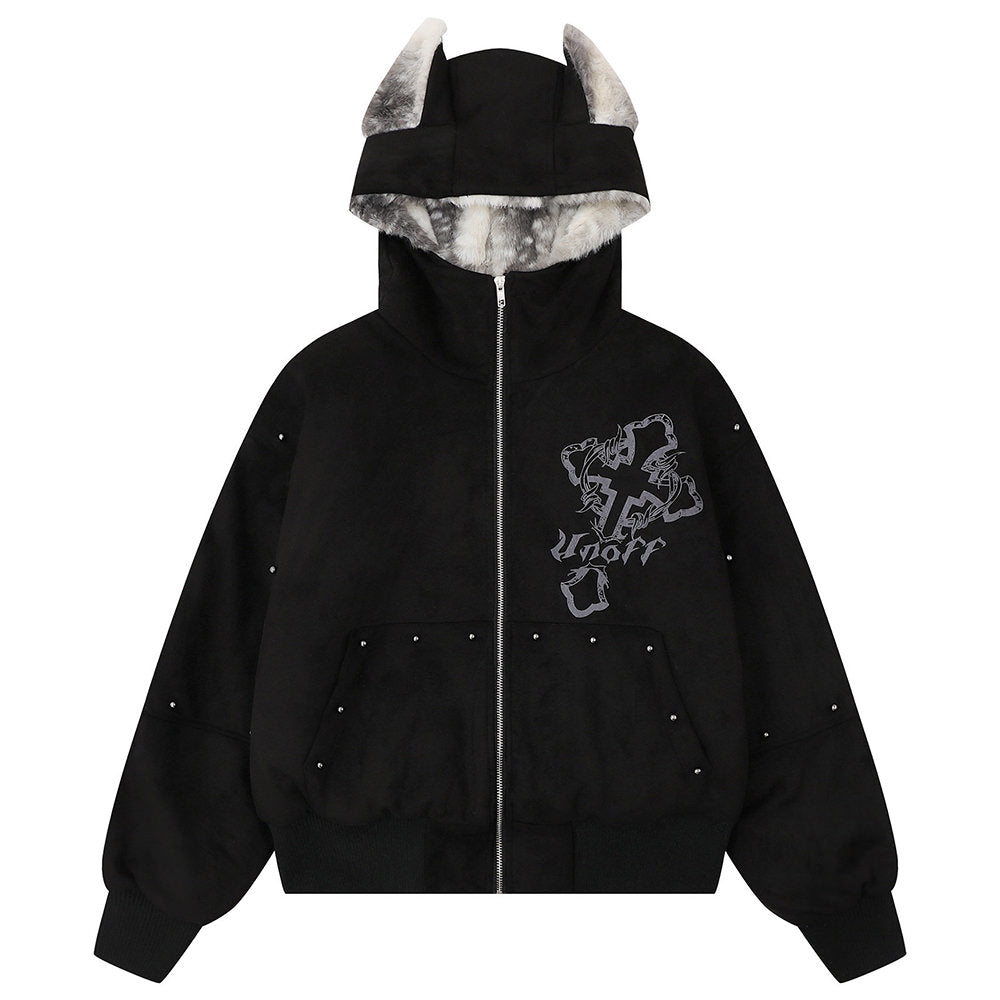 fawn ear grunge hooded jacket boogzel clothing