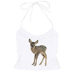 fawn print y2k halter top boogzel clothing