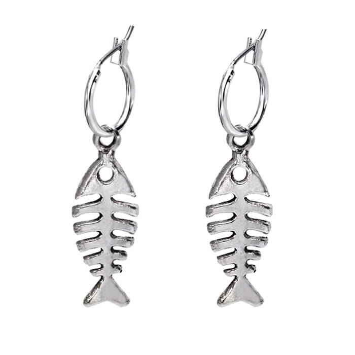 fish bone silver earrings boogzel clothing