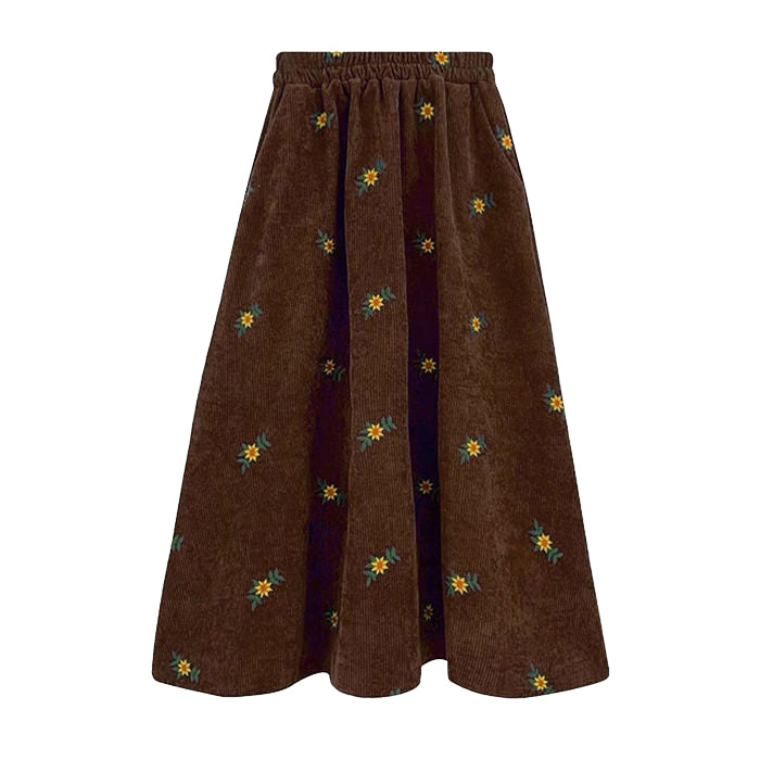 floral embroidery corduroy skirt boogzel clothing