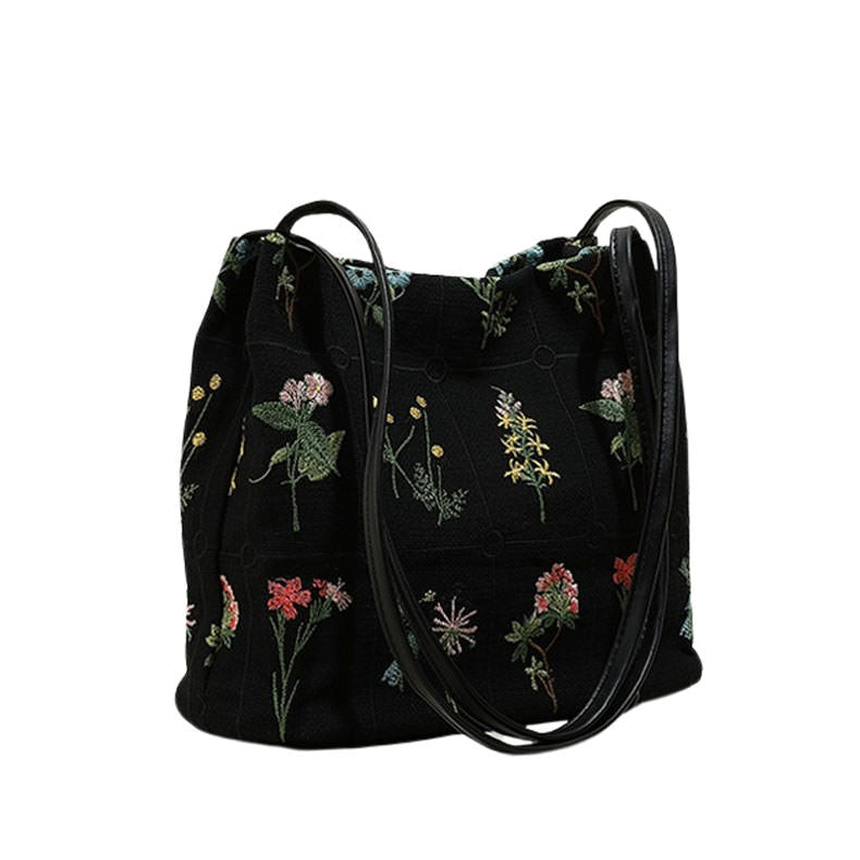 Plant Mom Aesthetic Flower Embroidery Bag