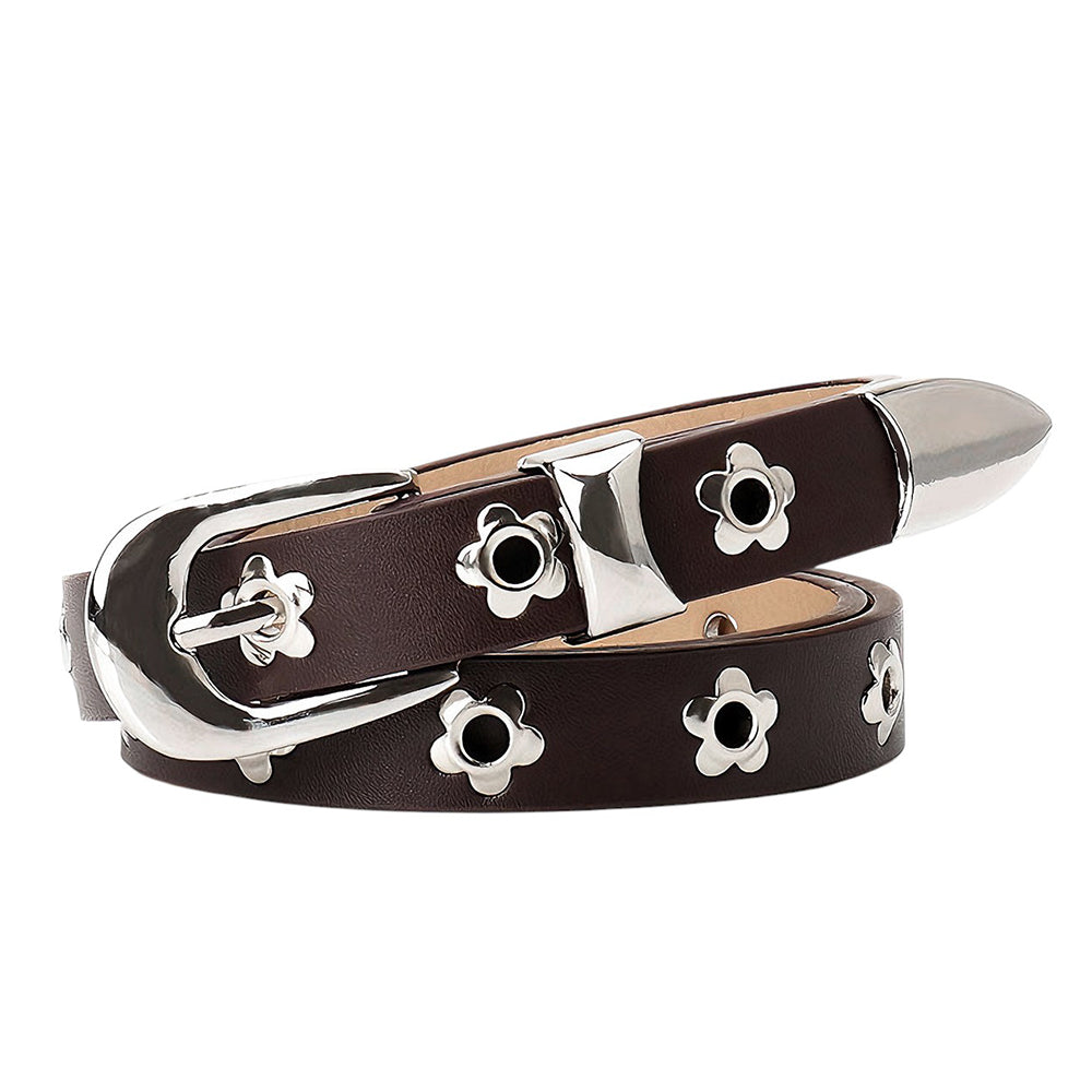 flower thin leather belt boogzel clothing