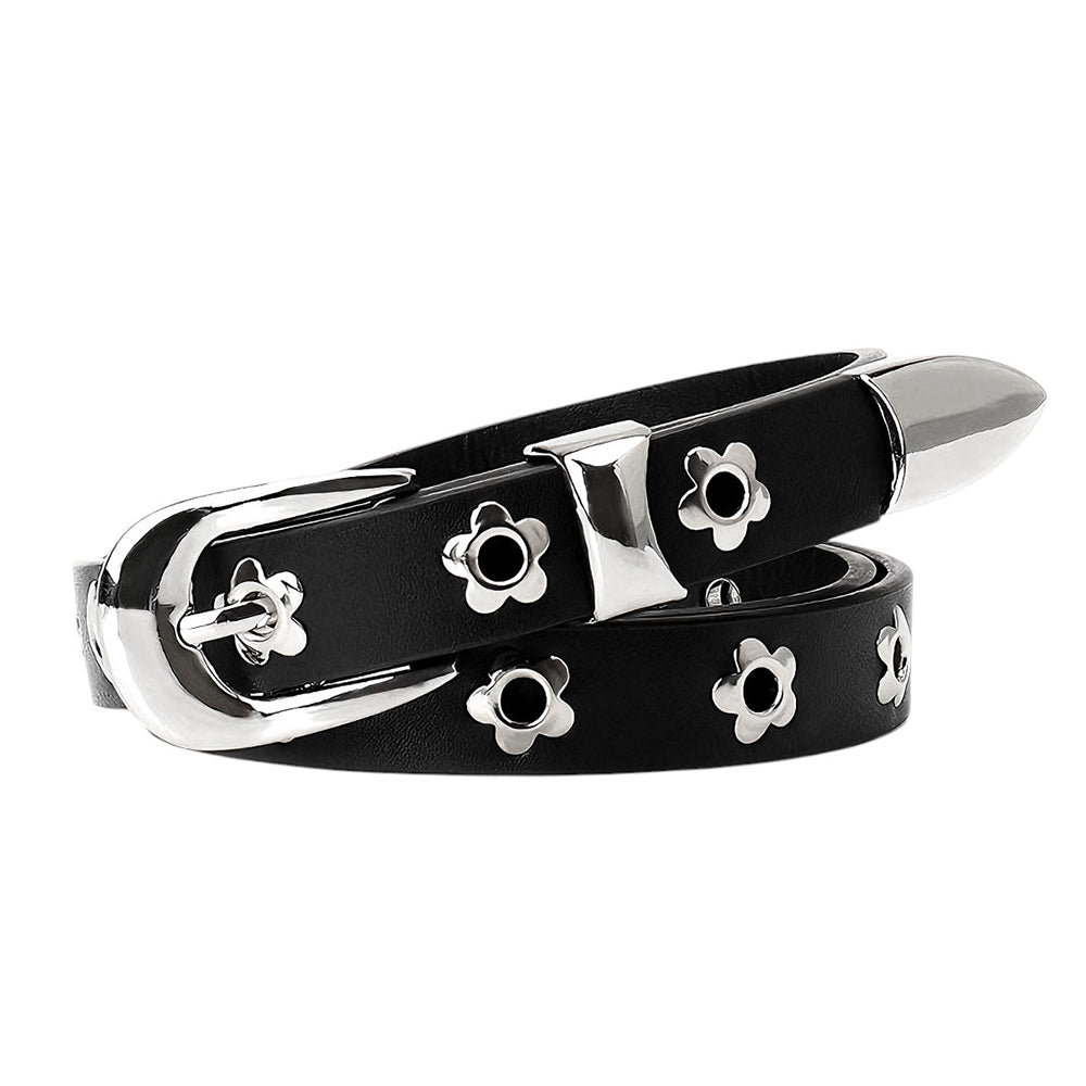 flower thin leather belt boogzel clothing