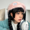 fluffy beret with heart patch boogzel clothing