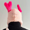 fluffy brain hat with heart ears boogzel clothing