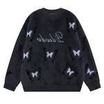 black fluffy butterfly sweater boogzel clothing