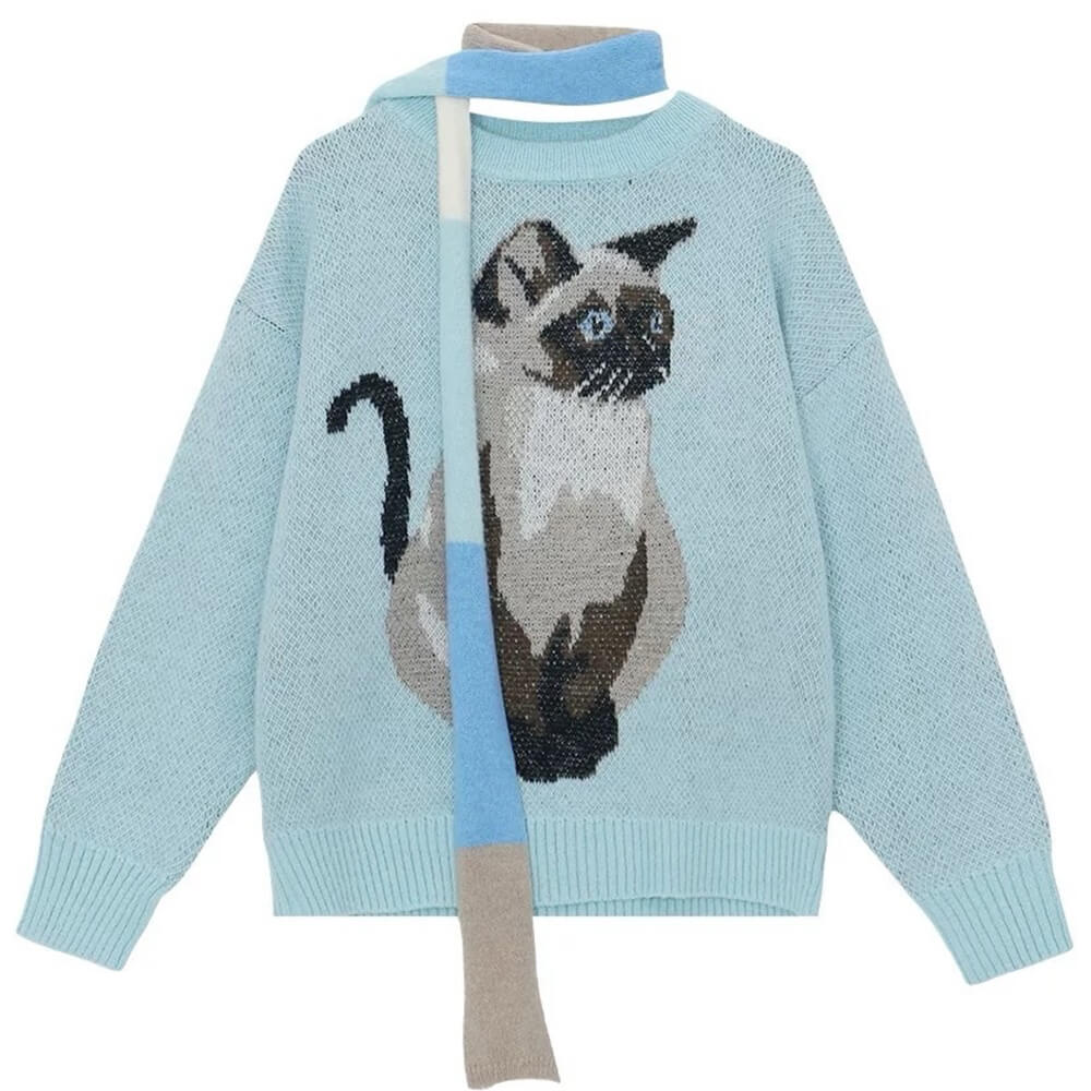 fluffy cat print jumper boogzel clothing