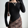 frazzled english woman asymmetrical knit top boogzel clothing