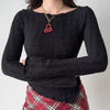 frazzled english woman asymmetrical knit top boogzel clothing