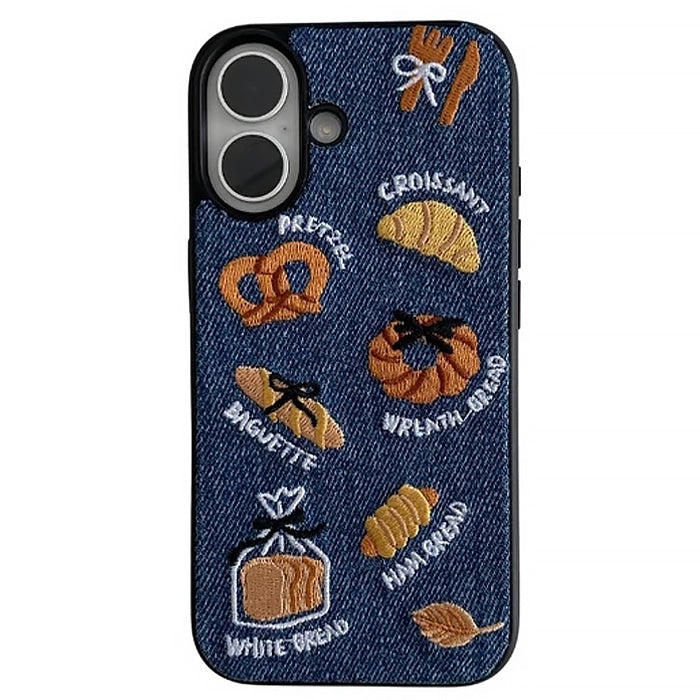 french bakery denim embroidery iphone case boogzel clothing