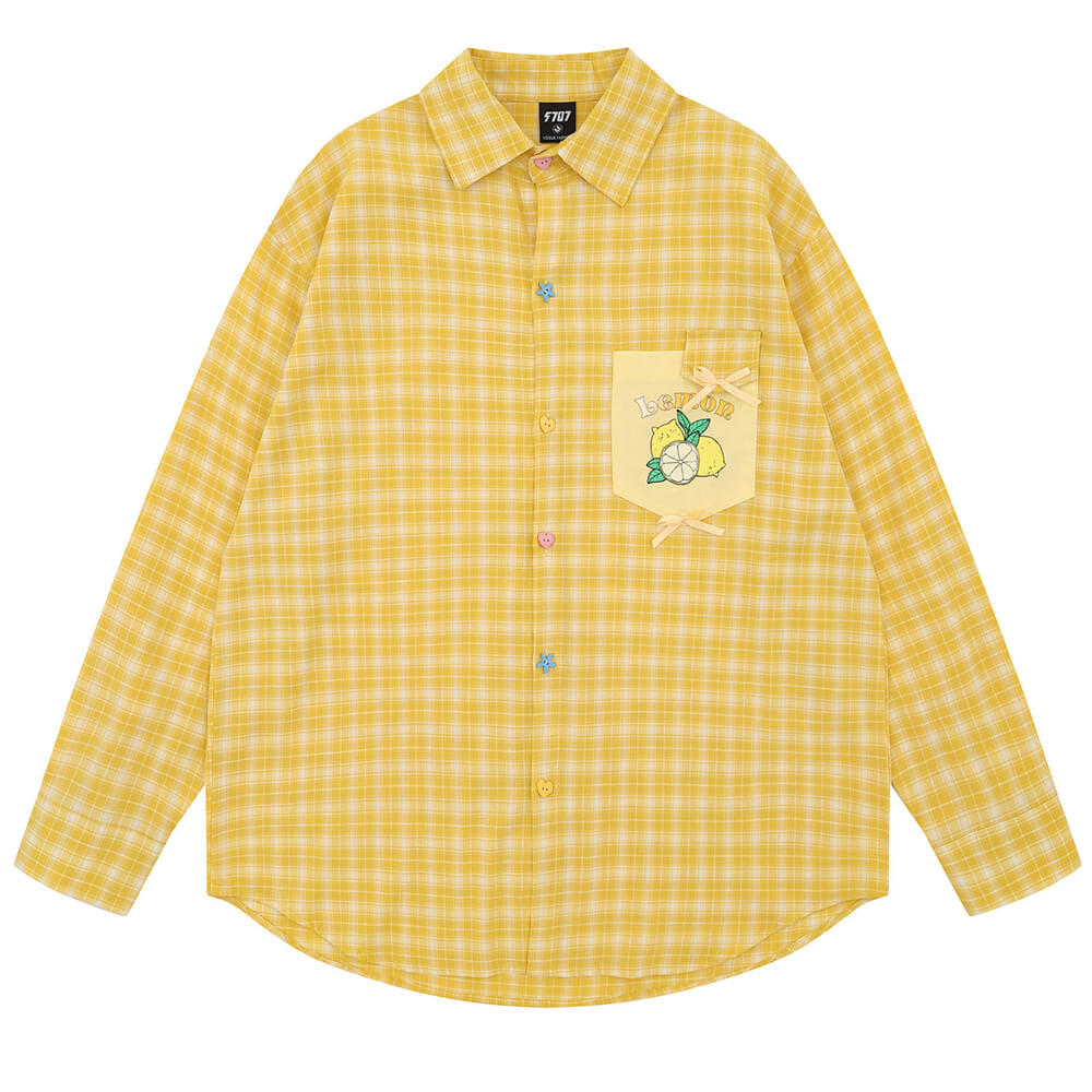 fruit graphic plaid button up shirt boogzel clothing