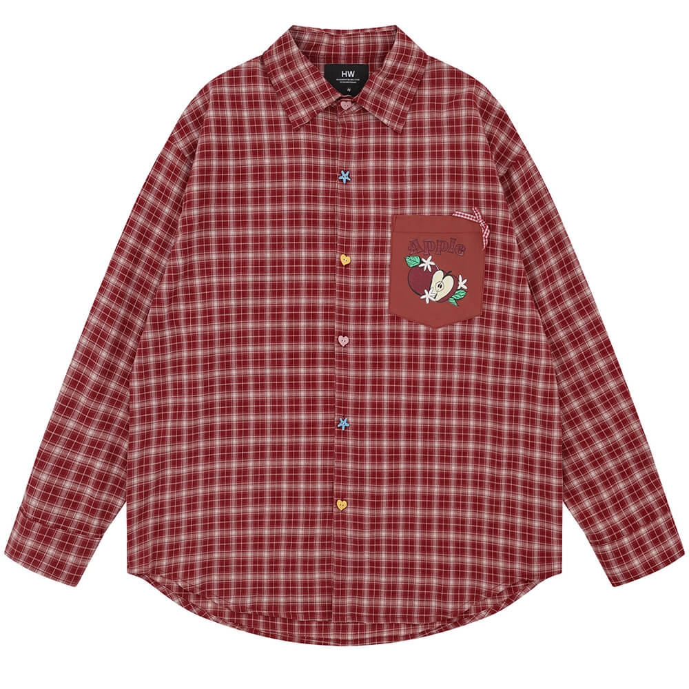fruit graphic plaid button up shirt boogzel clothing