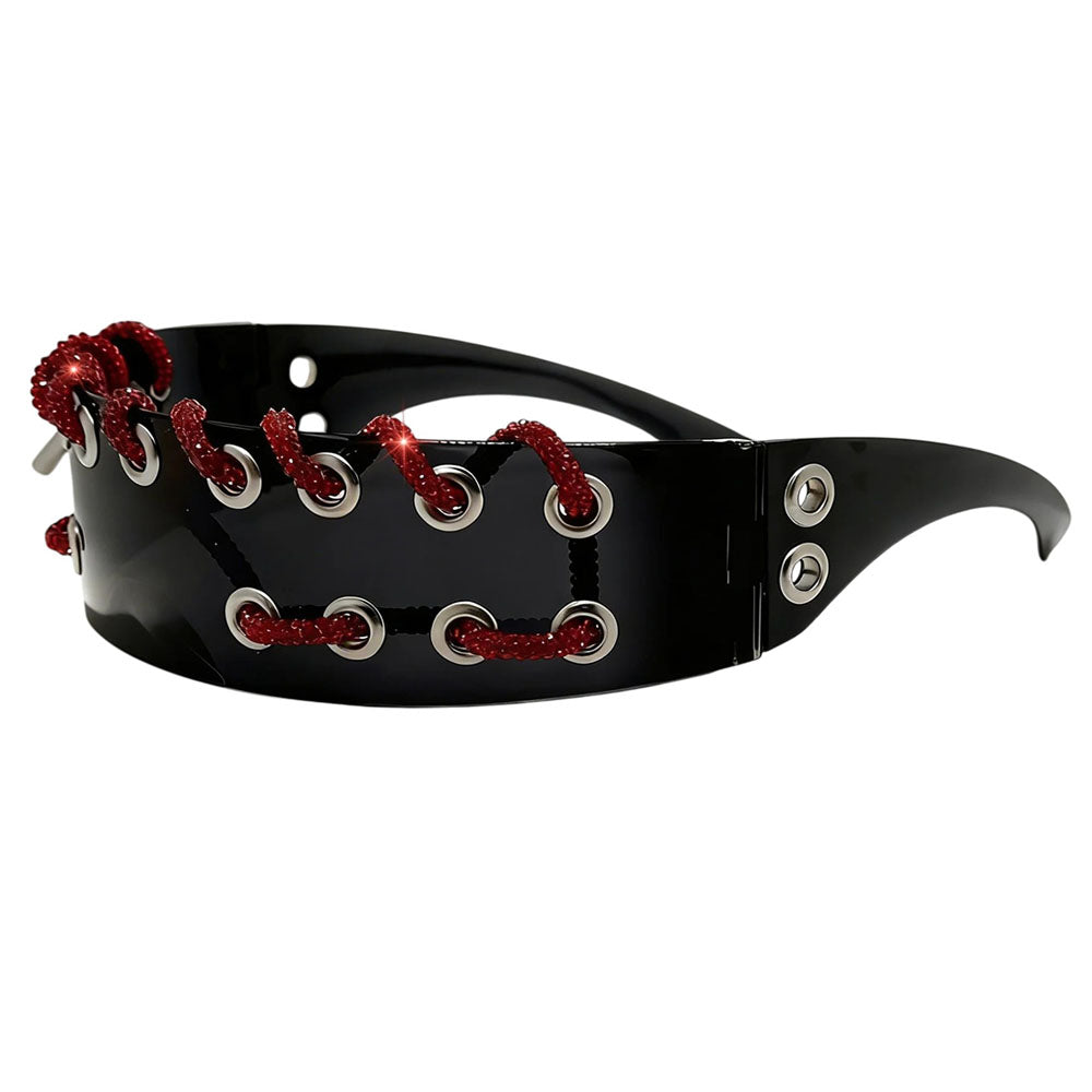 futuristic laced shield sunglasses boogzel clothing