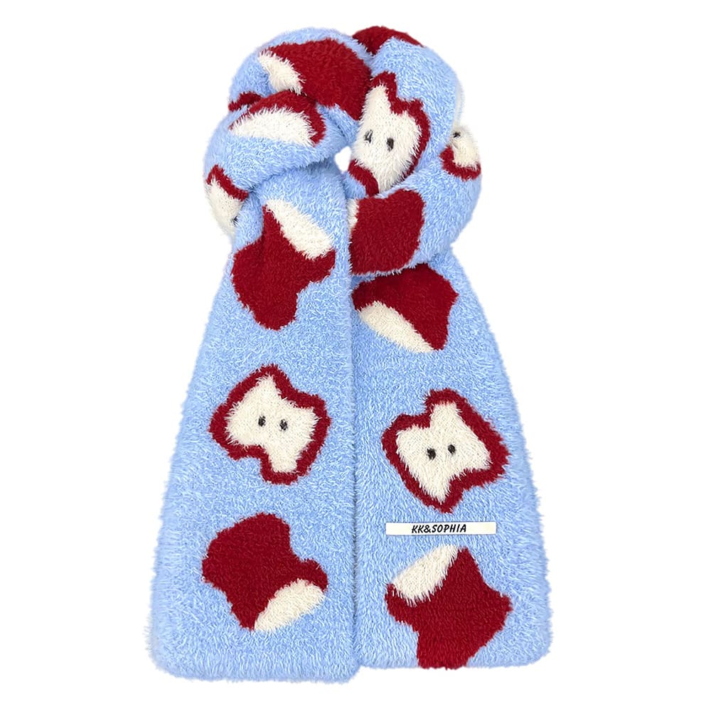 fuzzy apple pattern scarf boogzel clothing