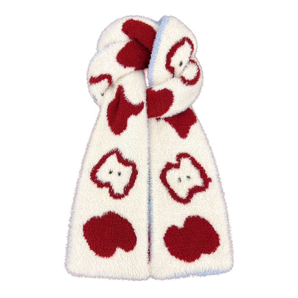 fuzzy apple pattern scarf boogzel clothing