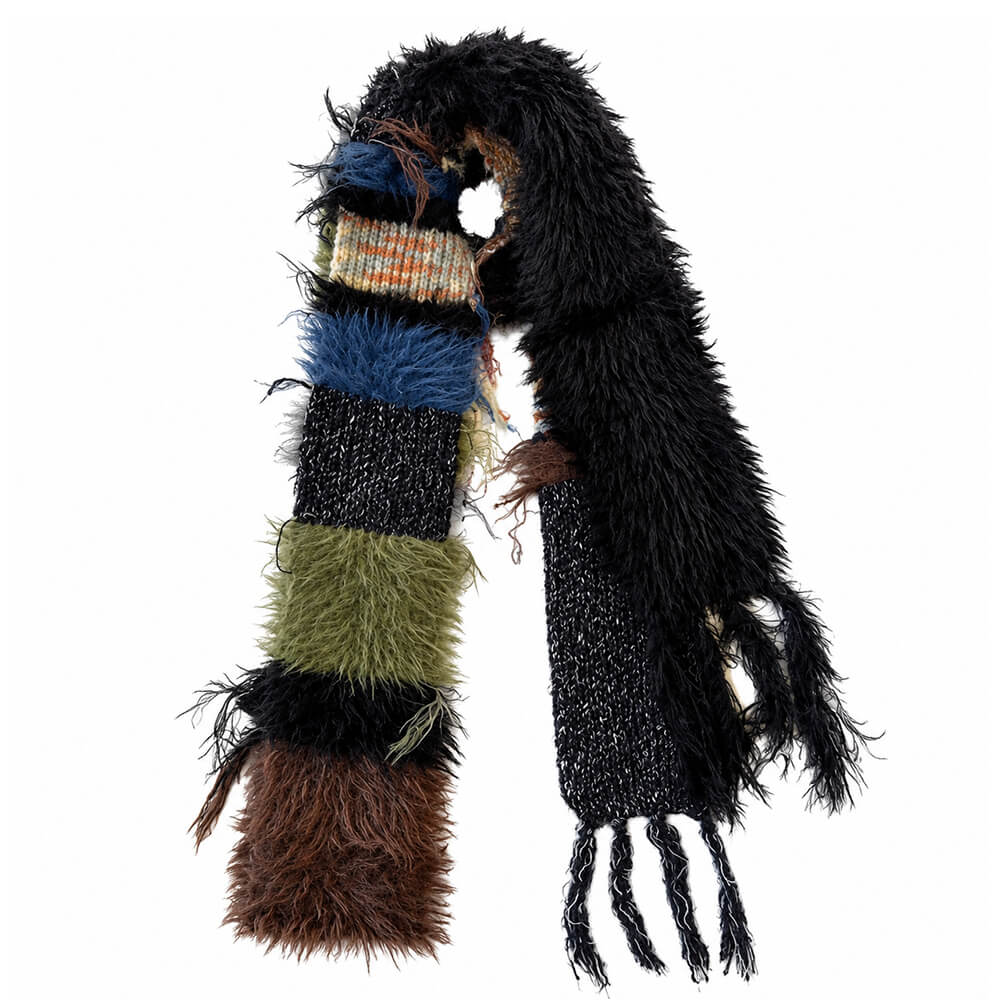 fuzzy freak patchwork scarf boogzel clothing