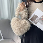 fuzzy heart shaped bag boogzel clothing