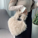 fuzzy heart shaped bag boogzel clothing