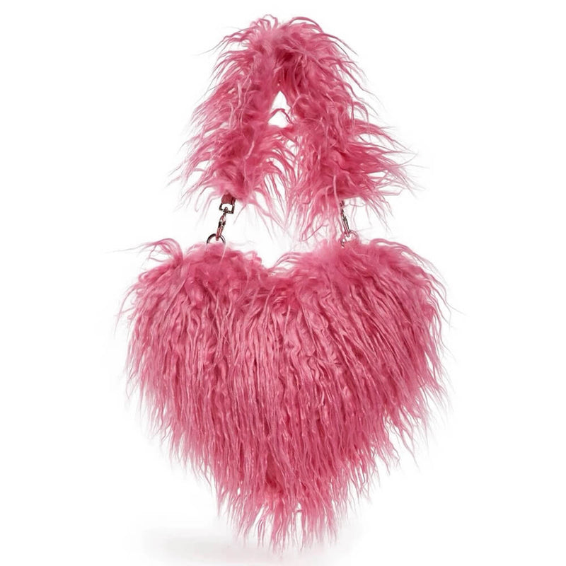 fuzzy heart shaped bag boogzel clothing