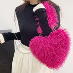 fuzzy heart shaped bag boogzel clothing