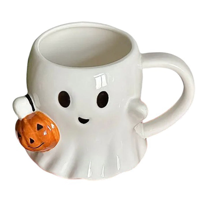 ghost with pumpkin ceramic mug boogzel clothing