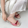 gingham bow heeled mules boogzel clothing