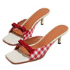 gingham bow heeled mules boogzel clothing
