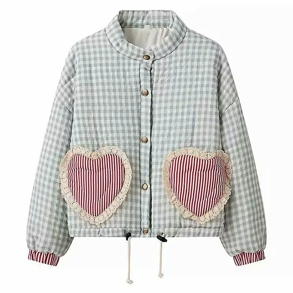 gingham heart pocket coat boogzel clothing