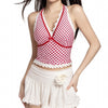 gingham picnic halter top boogzel clothing