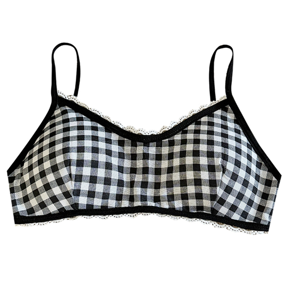 gingham ruffle bra top boogzel clothing