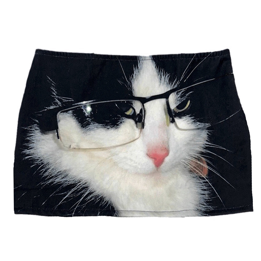 glasses cat print micro skirt boogzel clothing