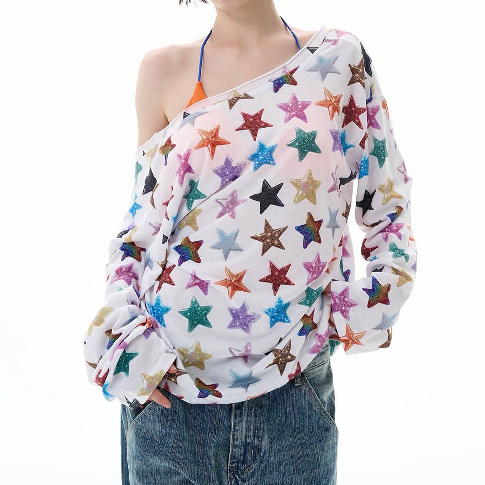 glitter star long sleeve top boogzel clothing