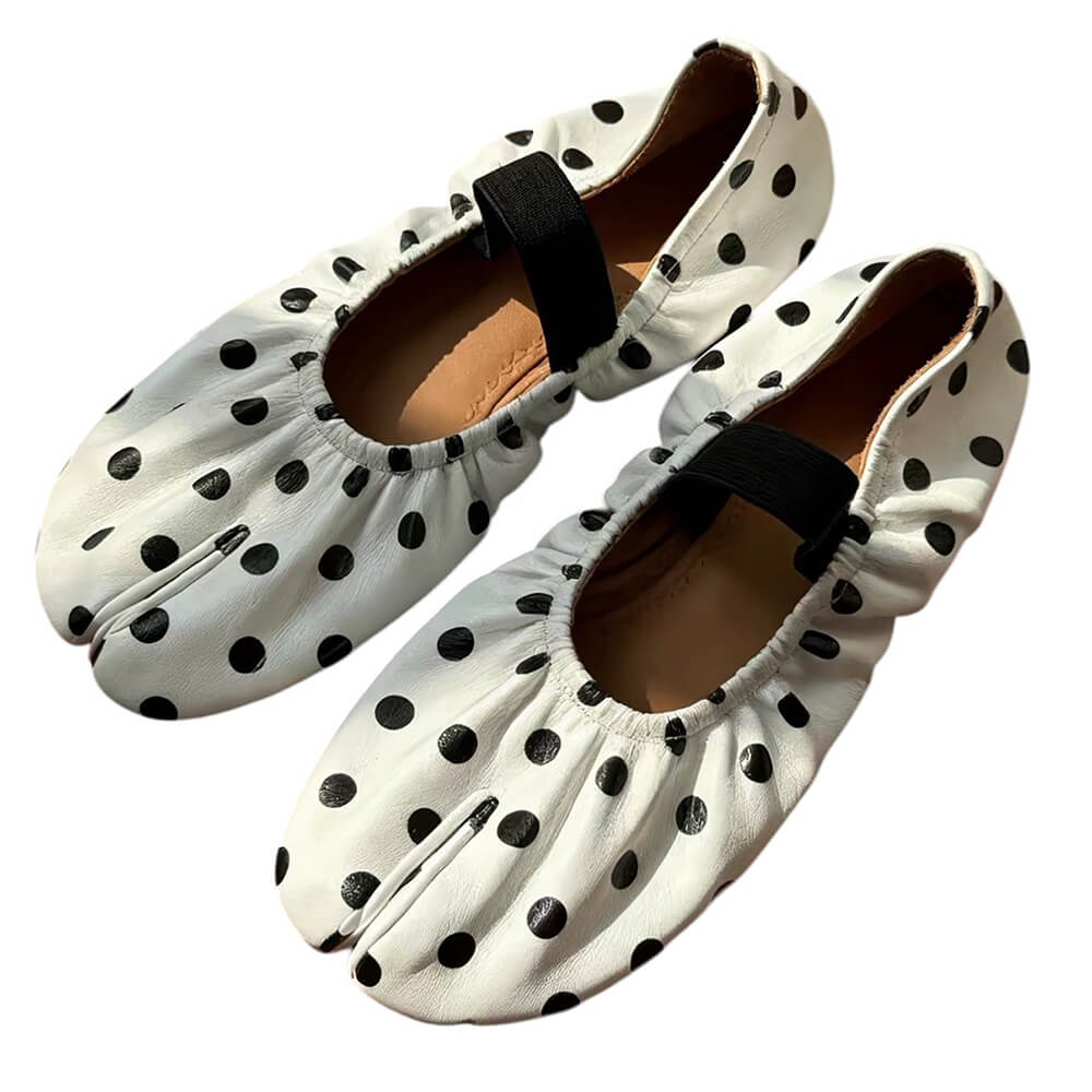 glossy polka dot tabi flats boogzel clothing
