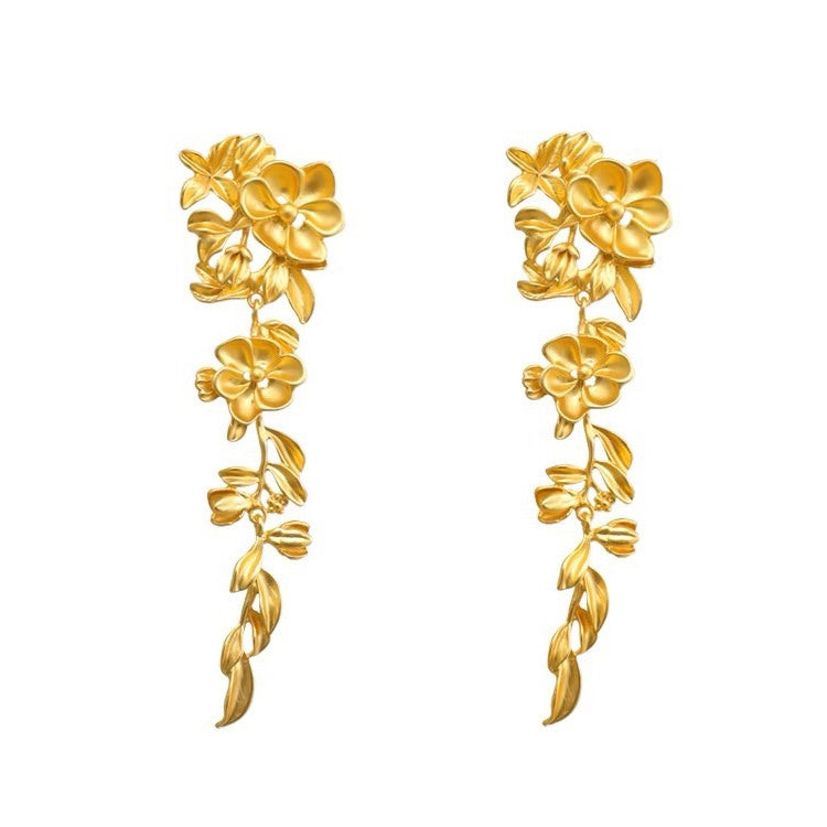 golden blossom drop earrings boogzel clothing
