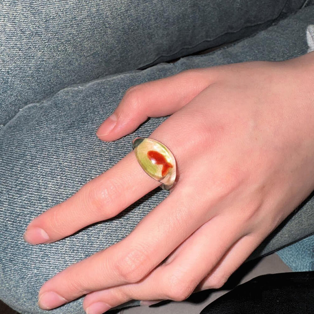 goldfish clear resin ring boogzel clothing