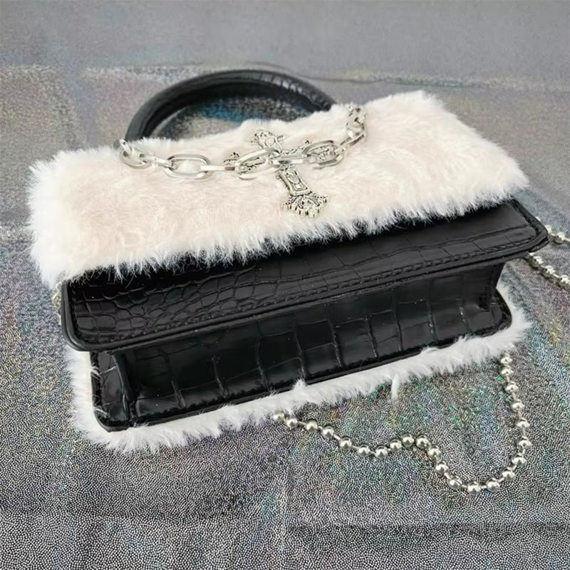 gothic aesthetic fuzzy bag boogzel clothing