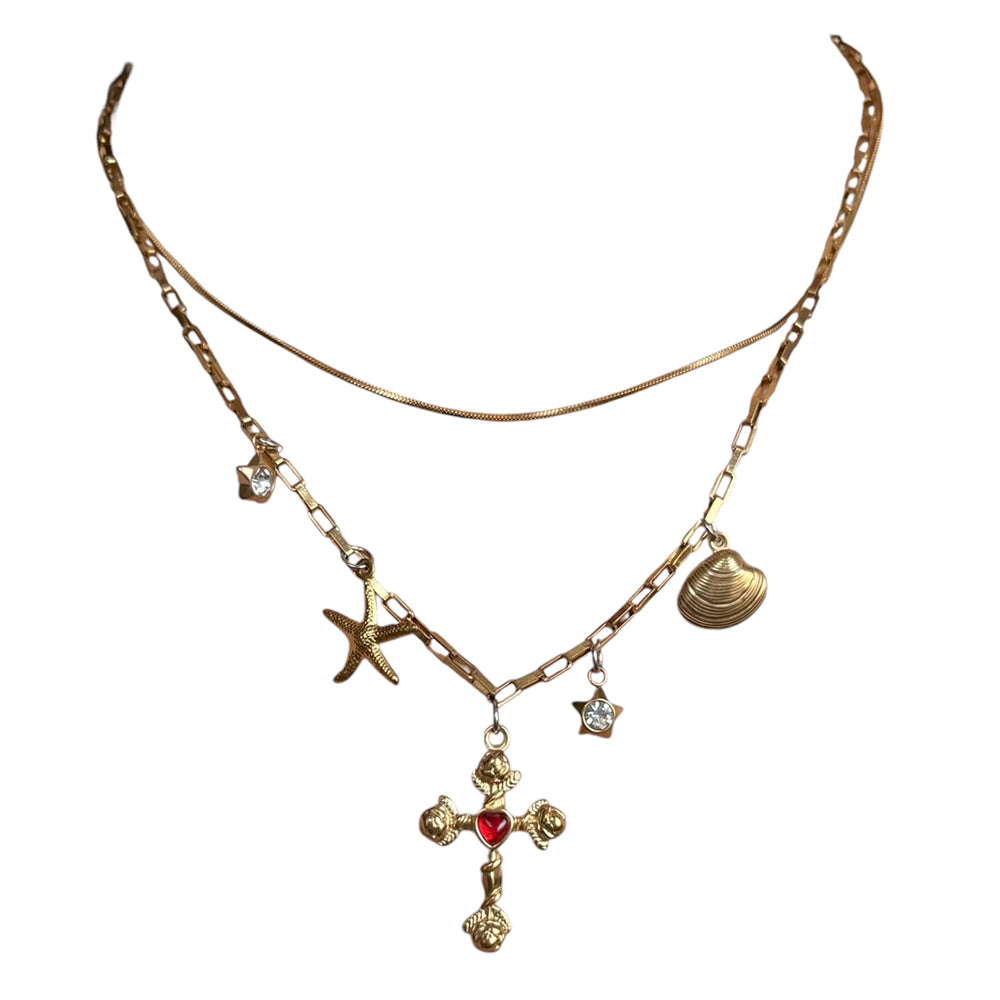 gothic cross layered necklace boogzel clothing