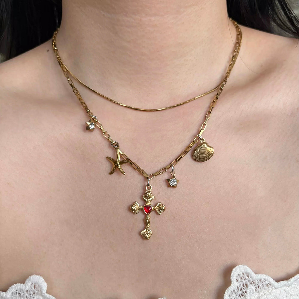 gothic cross layered necklace boogzel clothing