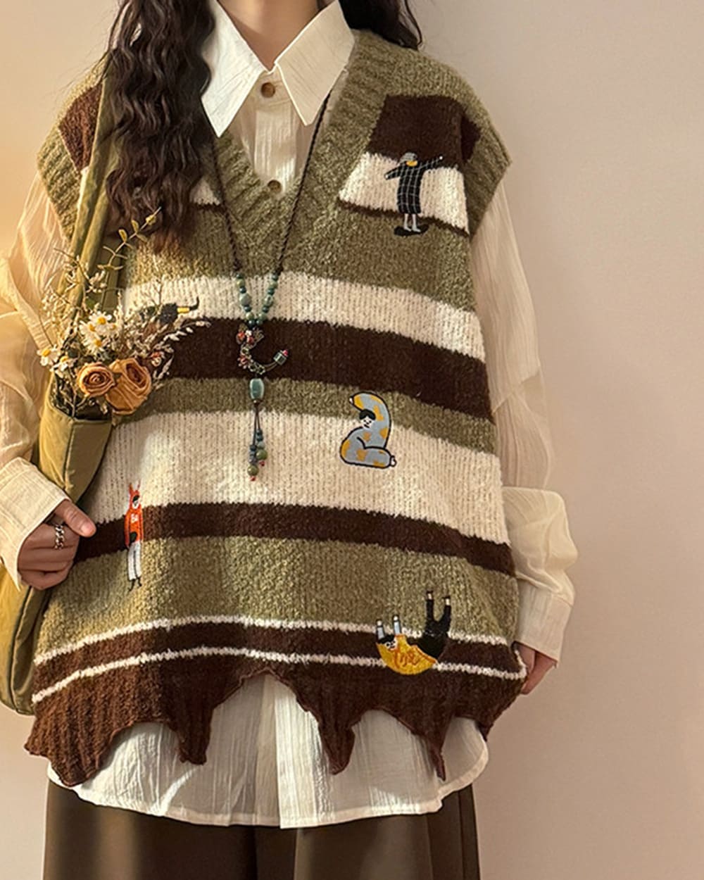 grandma aesthetic striped vest boogzel clothing